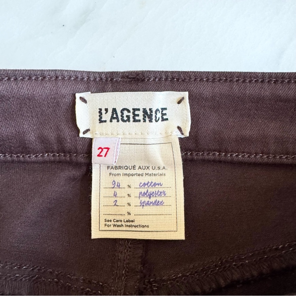 L'AGENCE Margot Coated High-Rise Skinny Jeans Cocoa Sz 27 - Picture 3 of 11